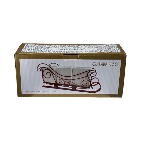 Godinger Red Sleigh Flatware Caddy - Picture 1 of 5